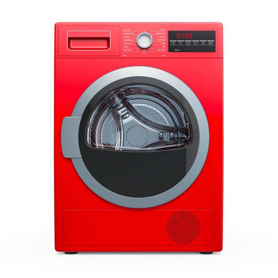 Un sèche-linge rouge 